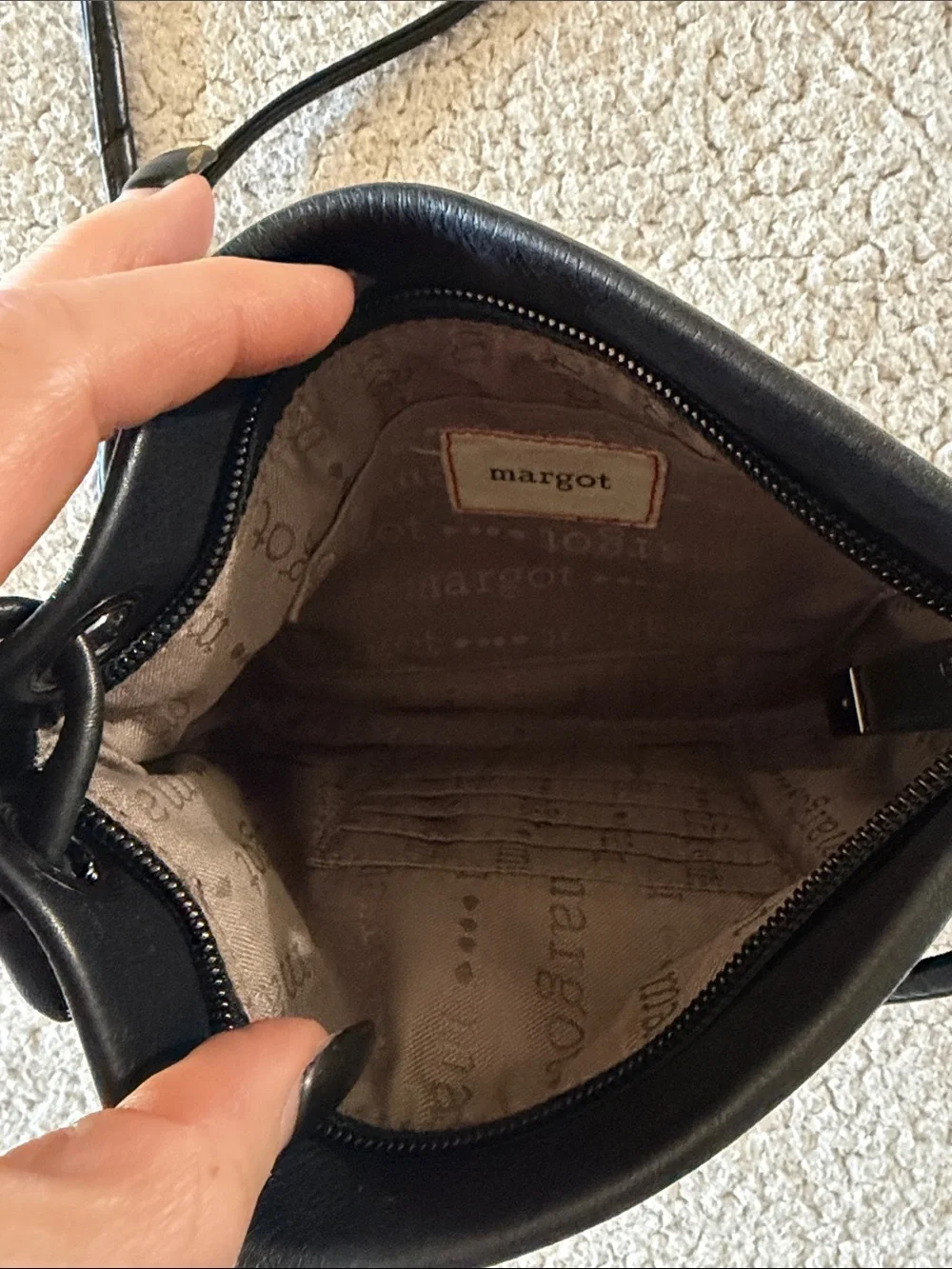 Margot by Anthropologie Black Leather Crossbody with Front Slip Pocket